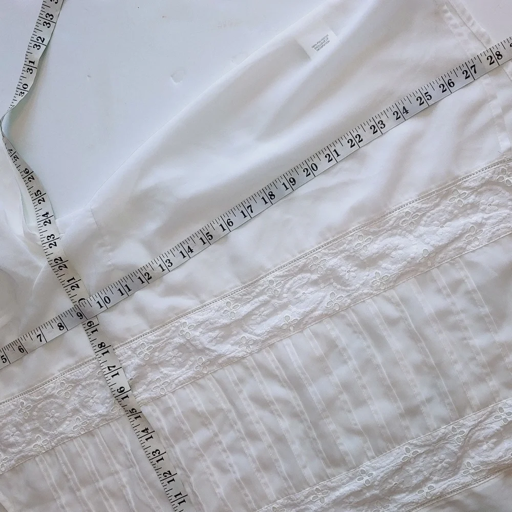White Semi Sheer BOHO Blouse 2X - Picture 6 of 6